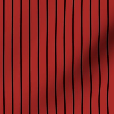 Vertical Pin Stripe Pattern - Ladybird Red and Black