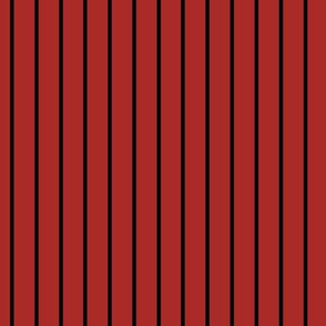 Vertical Pin Stripe Pattern - Ladybird Red and Black