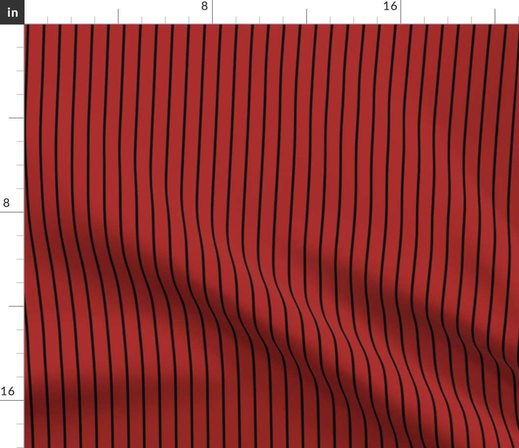 Vertical Pin Stripe Pattern - Ladybird Red and Black