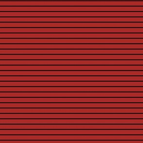 Small Horizontal Pin Stripe Pattern - Ladybird Red and Black