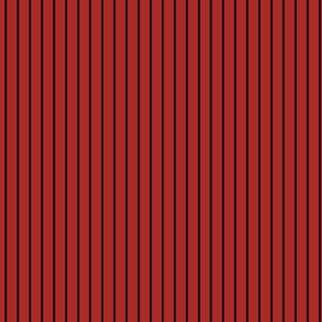 Small Vertical Pin Stripe Pattern - Ladybird Red and Black