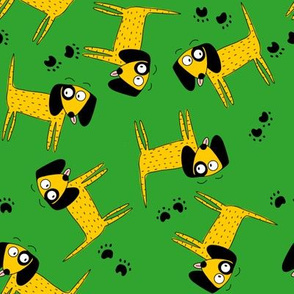 Yellow Dogs on Green