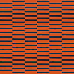 binding stripes, burnt orange-navy blue