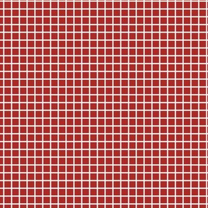 Small Grid Pattern - Ladybird Red and White