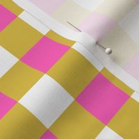 1” Mustard and Hot Pink Gingham Check