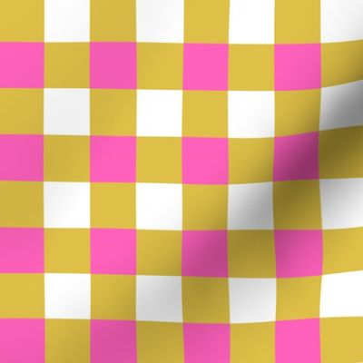 1” Mustard and Hot Pink Gingham Check