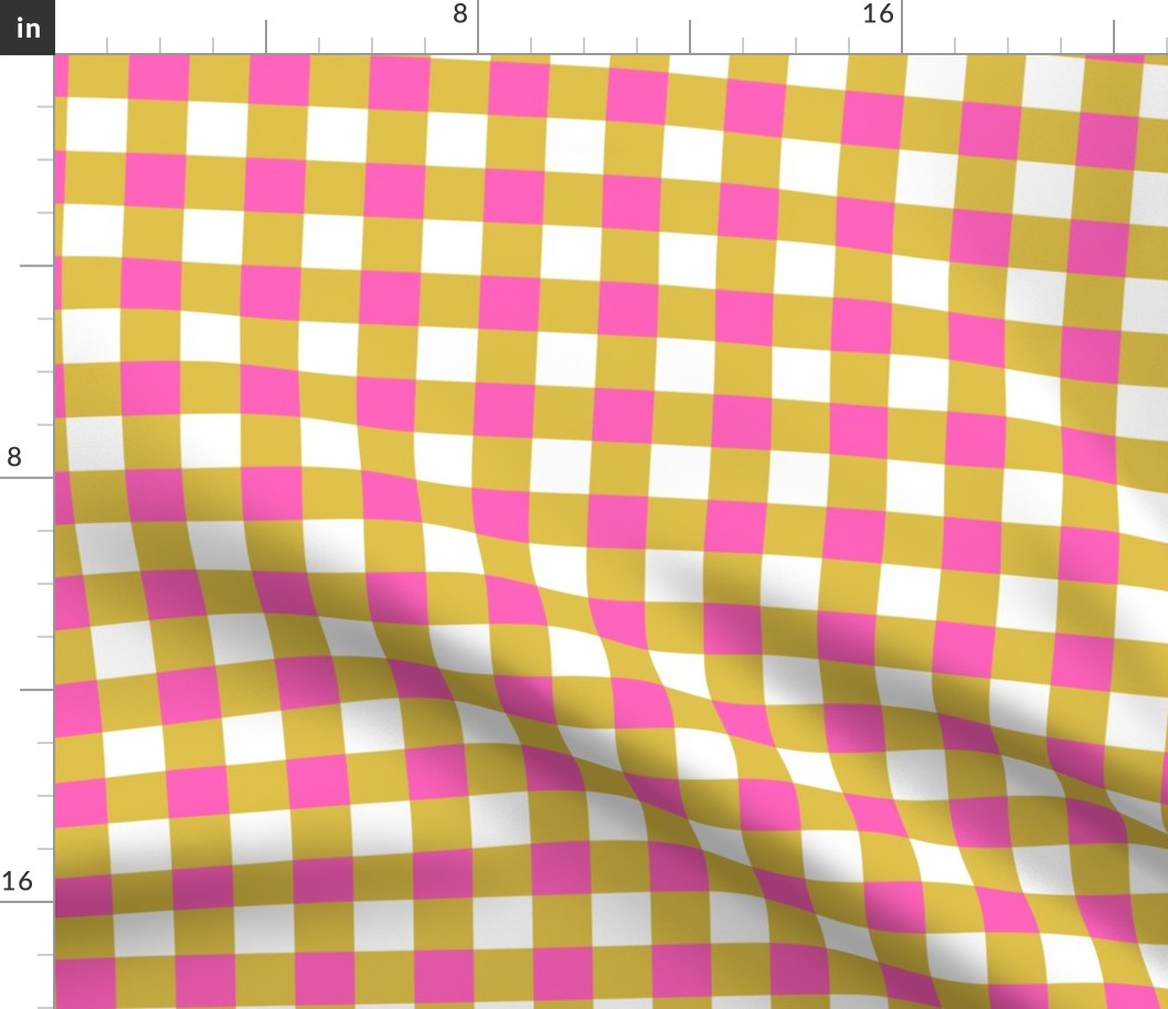 1” Mustard and Hot Pink Gingham Check