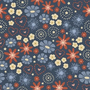 Fireworks & Flowers in Muted Colors (Large Scale)