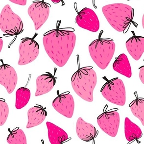 Modern Pink and Black Strawberries