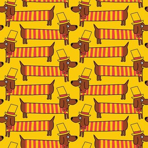 Sausage Dogs on Yellow