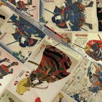 Japanese Samurai Warriors antique woodblock prints