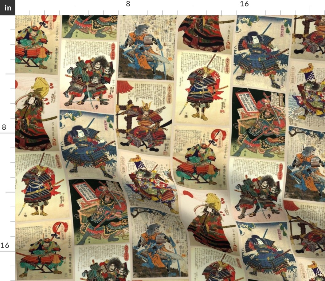 Japanese Samurai Warriors antique woodblock prints