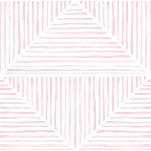  large watercolor intersecting lines in triangles - - pastel pink 