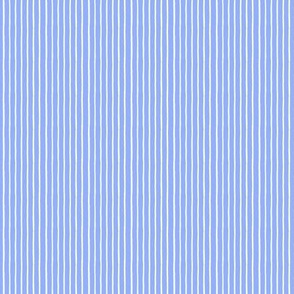 Mini white hand drawn stripe on light winter blue