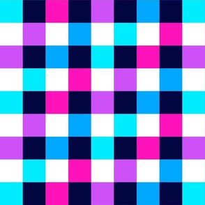Gingham check in navy, blue pink and purple