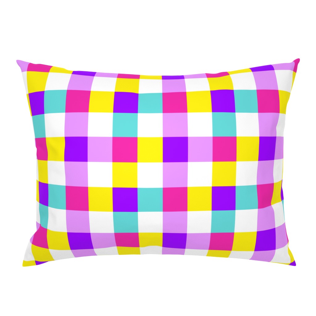 Candy bright gingham check in pink, purple and yellow