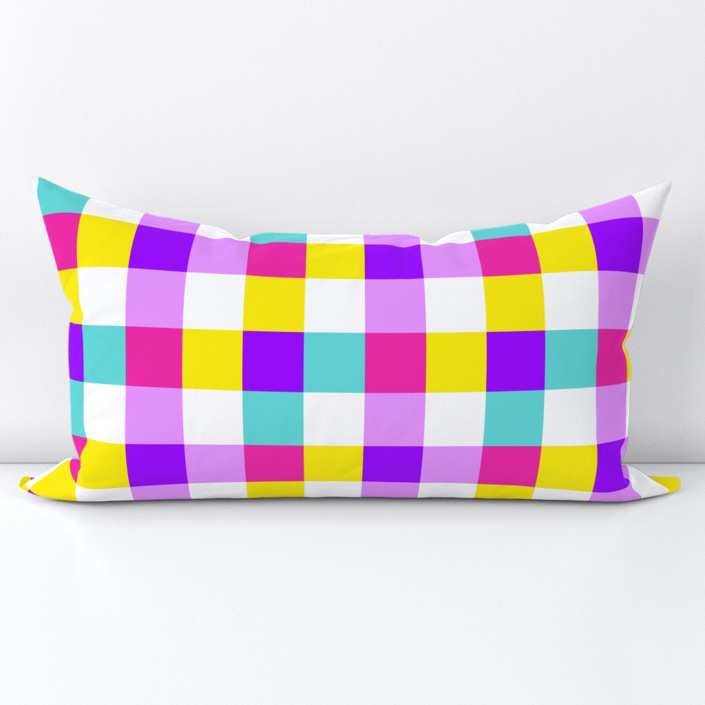 Candy bright gingham check in pink, purple and yellow