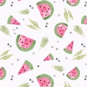 Watermelon Watercolor extra large jumbo scale summer fun bright girls nursery, pink, melon, summer, apparel, kids clothing, painted, tossed, scattered, four way