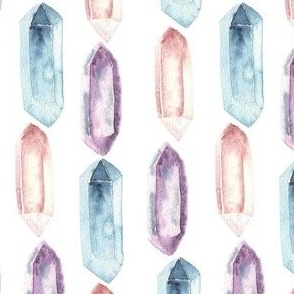 Watercolor Crystal stripe in rose quartz, blue and purple for whimsical, eclectic magic