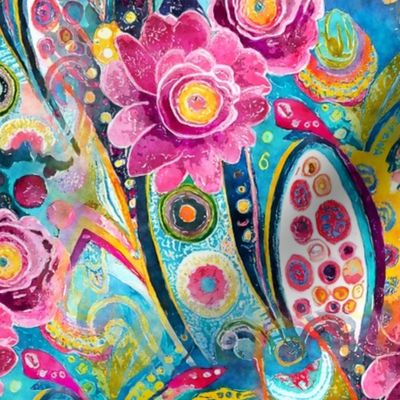 Smaller Bright Colorful Boho Floral