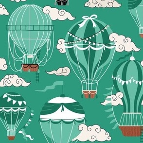 hot air balloons - green