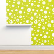 Paint Drops Polka Dots // White on Chartreuse 