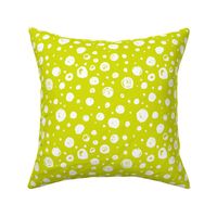 Paint Drops Polka Dots // White on Chartreuse 