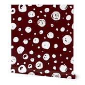 Paint Drops Polka Dots // White on Maroon Red