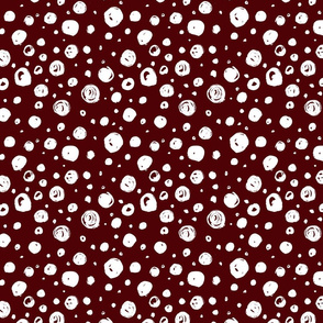 Paint Drops Polka Dots // White on Maroon Red