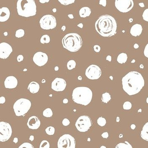 Paint Drops Polka Dots // White on Latte