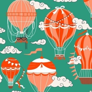 hot air balloons - cotton candy and green