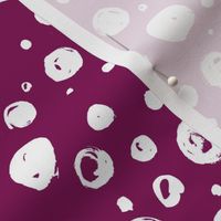 Paint Drops Polka Dots // White on Mulberry