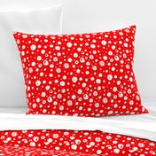 Paint Drops Polka Dots // White on Red