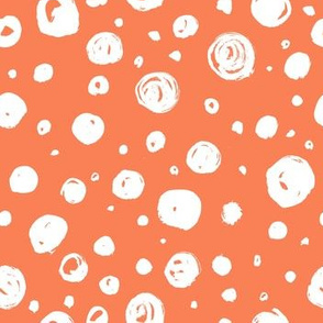 Paint Drops Polka Dots // White on Persimmon