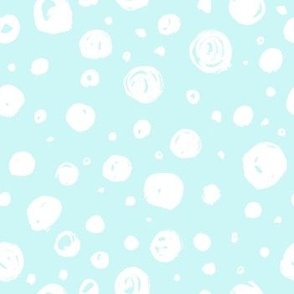 Paint Drops Polka Dots // White on Mint