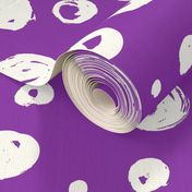 Paint Drops Polka Dots // White on Med. Vibrant Purple