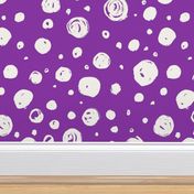 Paint Drops Polka Dots // White on Med. Vibrant Purple