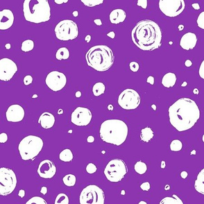 Paint Drops Polka Dots // White on Med. Vibrant Purple