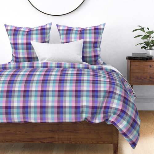 Buffalo Plaid Madras Tartan Summer spring rainbow 2A purple blue mix