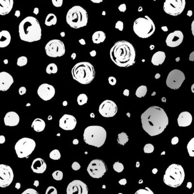 Paint Drops Polka Dots // White on Black