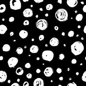 Paint Drops Polka Dots // White on Black