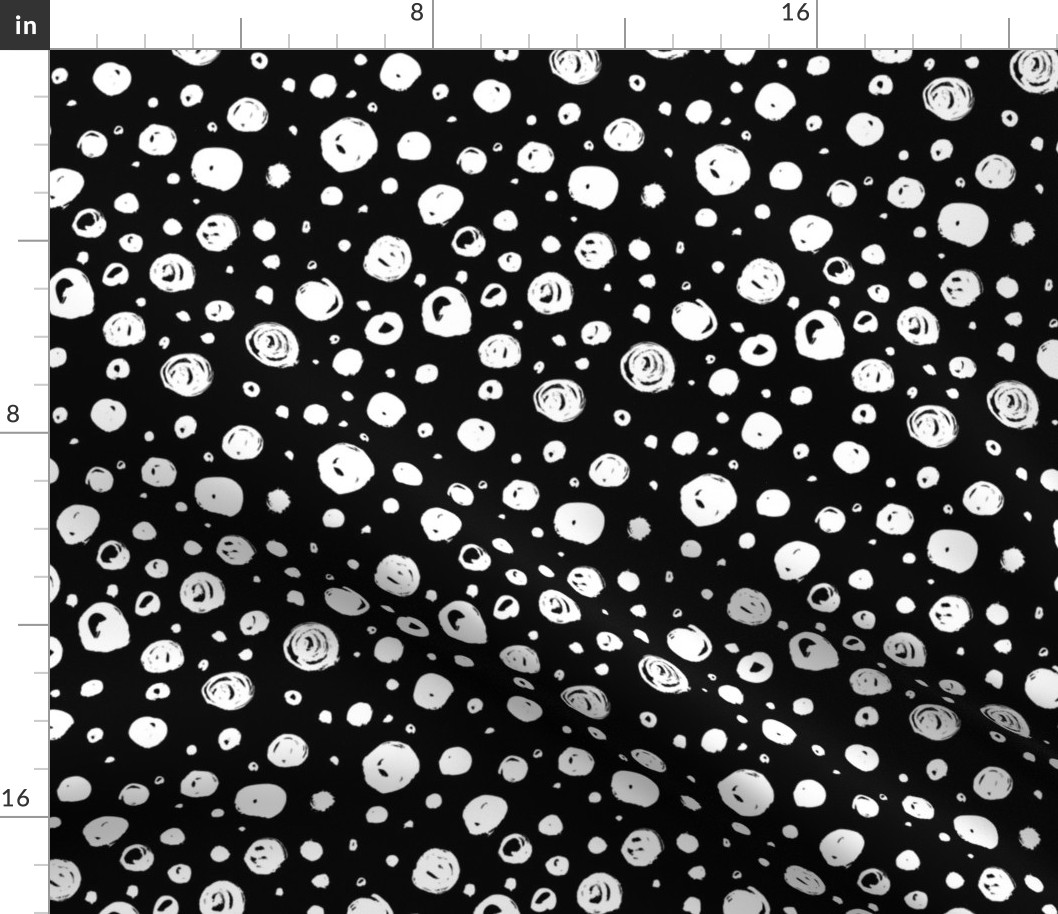 Paint Drops Polka Dots // White on Black