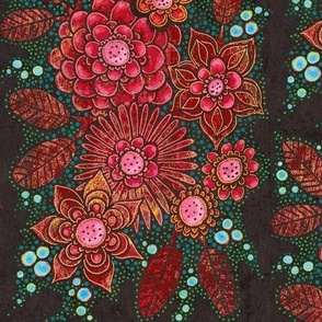 large red victorian floral distressed