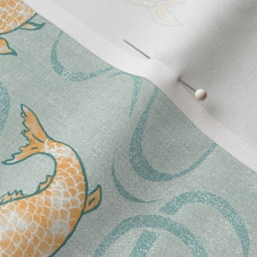 Koi River | River fish in gold and Fabric | Spoonflower