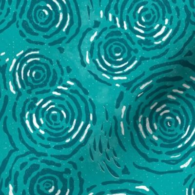 WATER RIPPLES AND LITTLE FISH - TURQUOISE