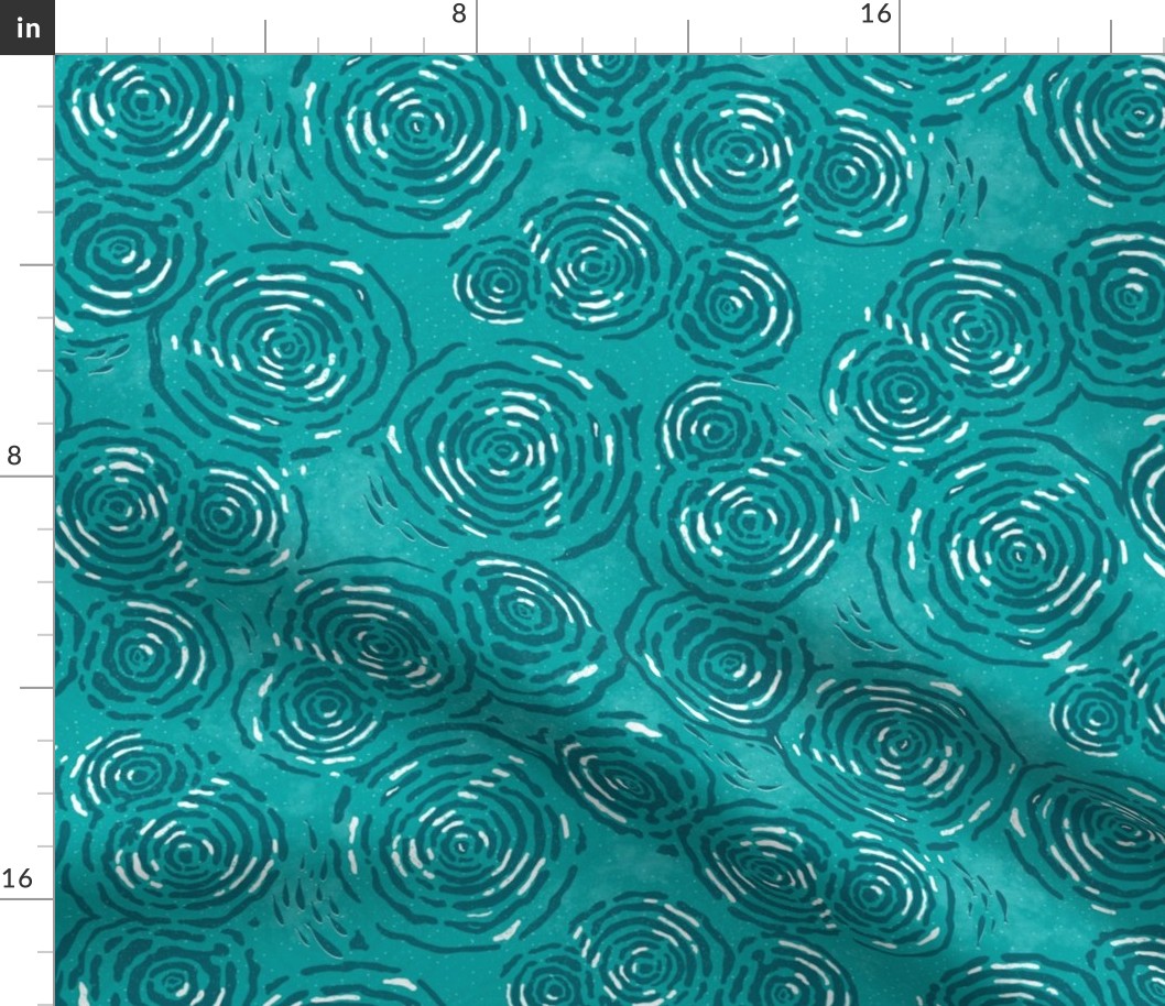 WATER RIPPLES AND LITTLE FISH - TURQUOISE