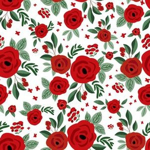 Bright Red Florals