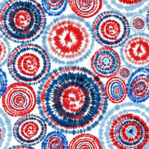 Red White and Blue Tie Dye Bright