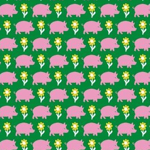 Smaller Scale - Happy Little Pink Pig Floral