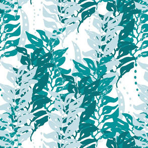 Kelp Jungle - Greens-Aqua on White